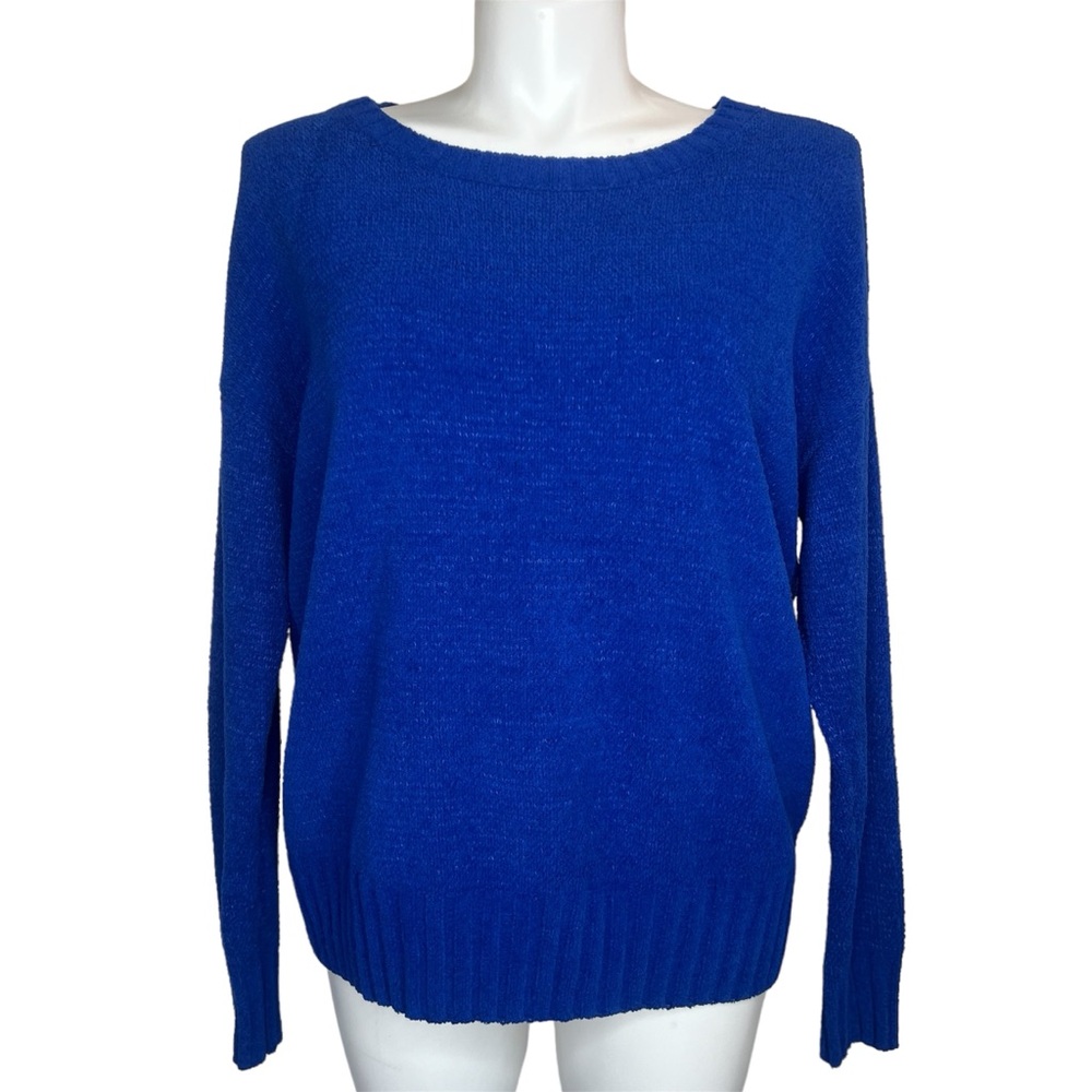 Charter Club Royal Blue Womens XL Crewneck Ribbed Sweater Soft Plush